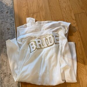 White Bride Coverup with Gold Embroidered Lettering
